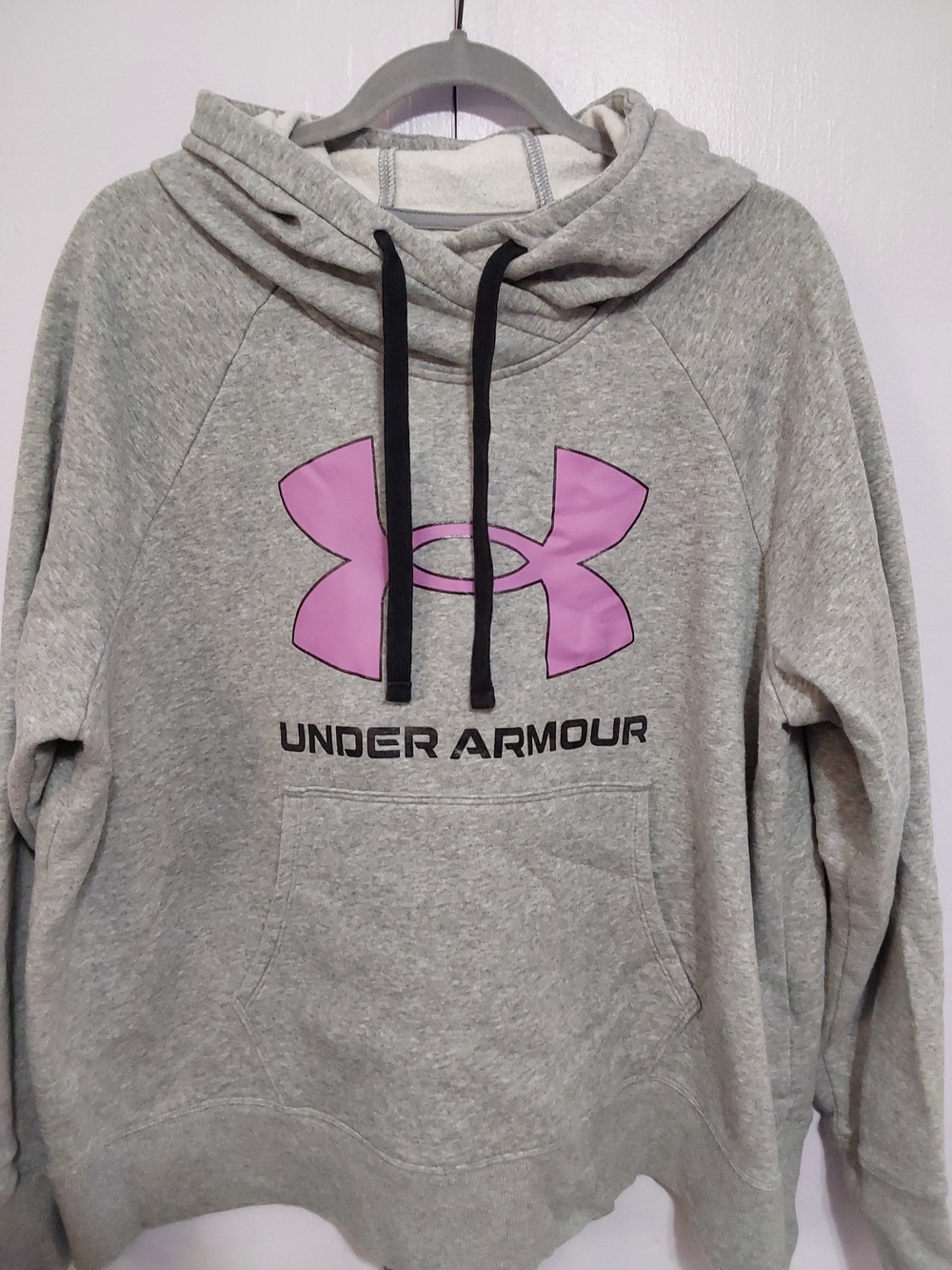 Under Armour Gray Hoodie with Pink Logo